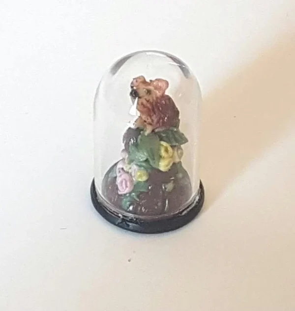 Dollhouse mouse in a glass dome, 1/12 scale