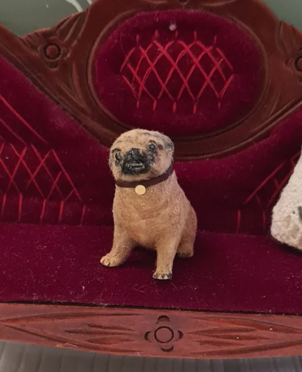 Dollhouse Miniature Pug Dog, 1/12 scale