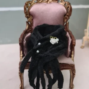 Dollhouse black stole, 1/12 scale