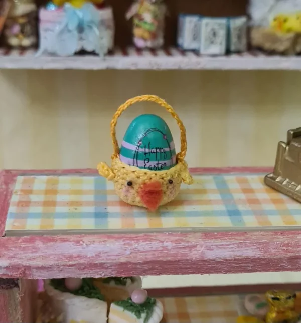 Dollhouse miniature Easter basket , 1/12 scale