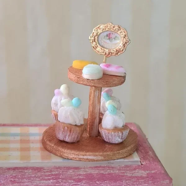 Dollhouse Easter cupcake stand, 1/12 scale