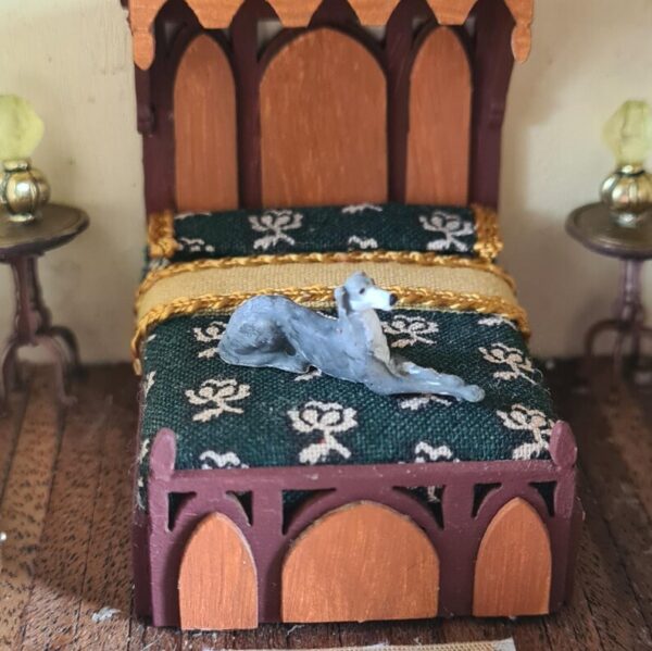 Dollhouse Greyhound dog, 1/48 scale
