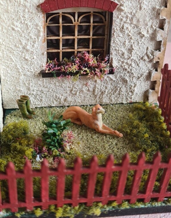 Dollhouse Greyhound dog, 1/48 scale