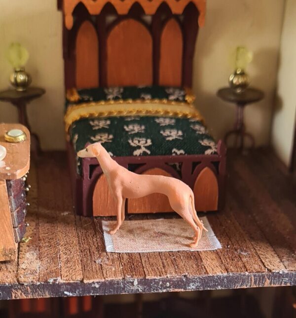 Dollhouse Greyhound dog, 1/48 scale