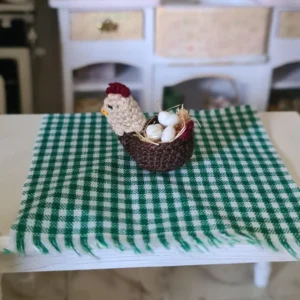 Dollhouse Miniature Egg Basket, 1/12 Scale