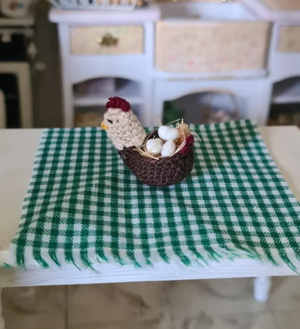 Dollhouse Miniature Egg Basket, 1/12 Scale