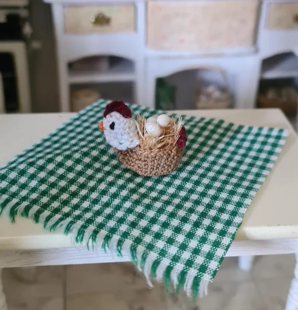 Dollhouse Miniature Egg Basket, 1/12 Scale