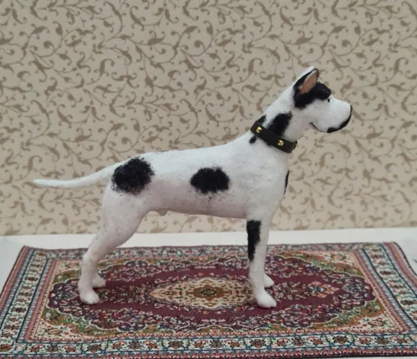 Dollhouse miniature Great Dane dog, 1/12 scale