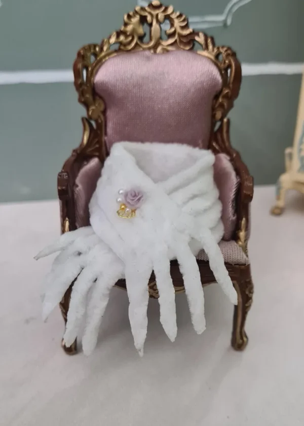 Dollhouse white stole, 1/12 scale