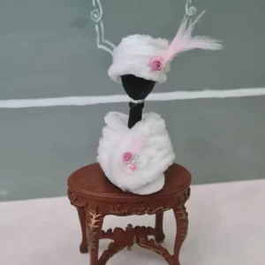 Alternative view of Dollhouse fur white hat and scarf, 1/12 Scale