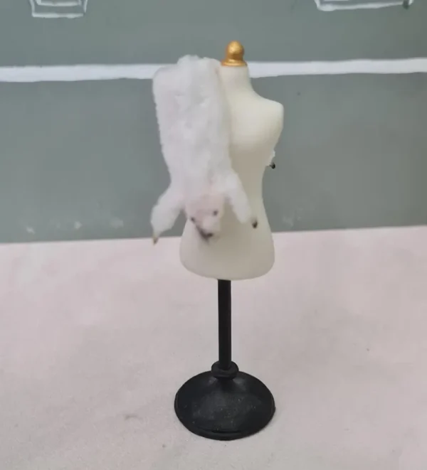 Dollhouse miniature fox white stole, 1/12 scale