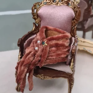 Alternative view of Dollhouse brown stole, 1/12 scale