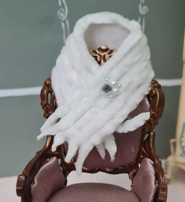 Dollhouse white stole, 1/12 scale