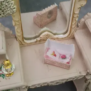 Alternative view of Box with two embroidered handkerchiefs for a 1/12 scale dollhouse.