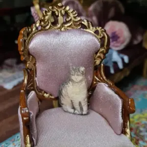 Antique animal-shaped cushion for dollhouse, 1/12 scale