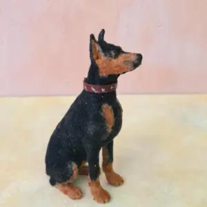 Alternative view of Dollhouse miniature Dobermann dog, 1/12 scale