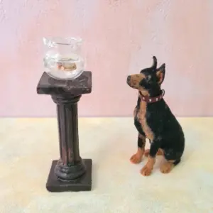 Dollhouse miniature Dobermann dog, 1/12 scale