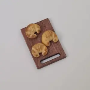 Handmade Miniature Croissants Set – Dollhouse Food 1:12 Scale – Realistic Bakery Display