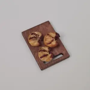 Handmade Miniature Chocolate Croissants Set – Dollhouse Food 1:12 Scale – Realistic Bakery Display