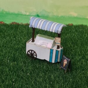 Handmade Ice Cream Cart 1:48 scale, Miniature Dollhouse Accessory