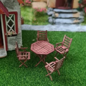 Dollhouse Patio Table & Chairs, 1/48 scale, quarter scale