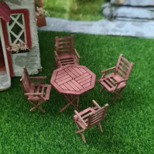 Dollhouse Patio Table & Chairs, 1/48 scale, quarter scale - Imagen 3