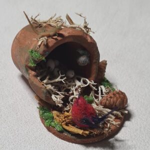 Dollhouse nest inside a flowerpot, 1/12 scale
